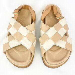 ALOHAS Beige and White Woven Sandals